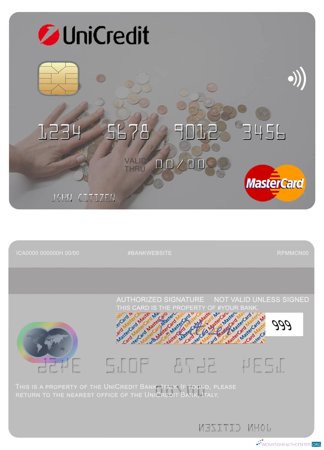 Download Italy UniCredit Bank mastercard Photoshop template